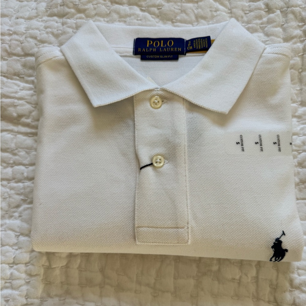 Ralph Lauren White Custom Slim Fit Polo